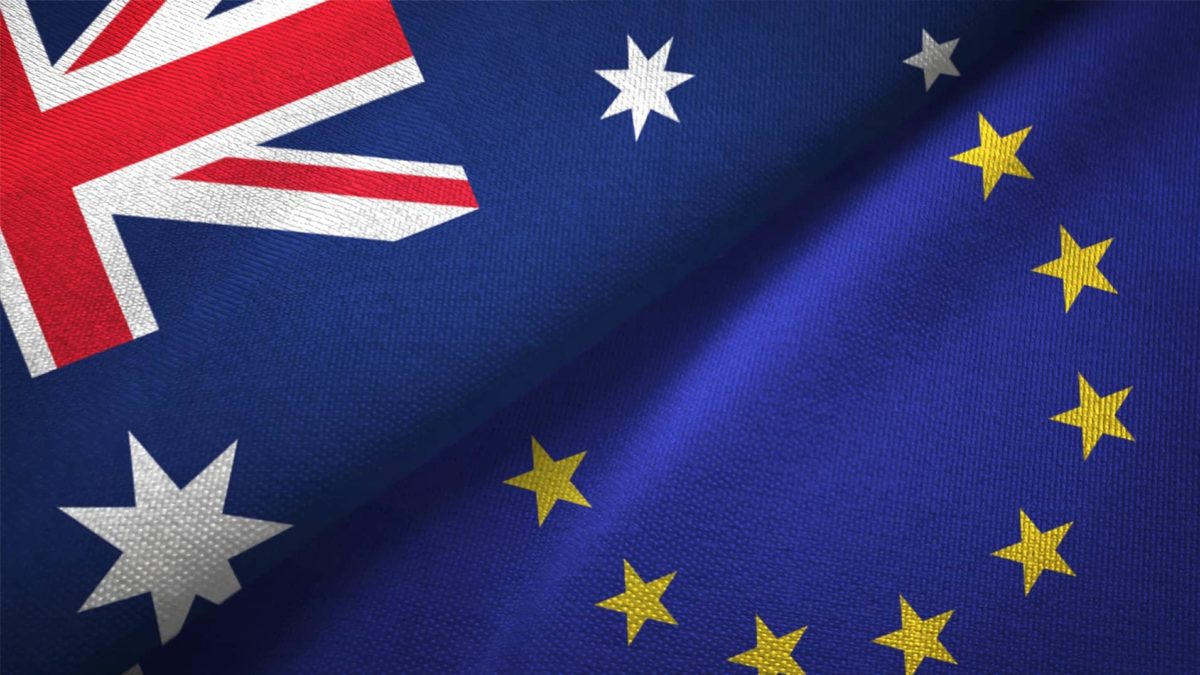 australian and EU flags are merged onto one flag
