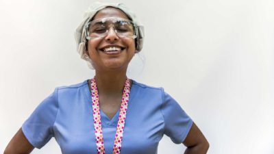 female nurse in scrubs