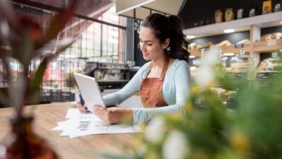 woman working at office