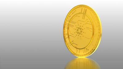 Cardano cryptocurrency coin.