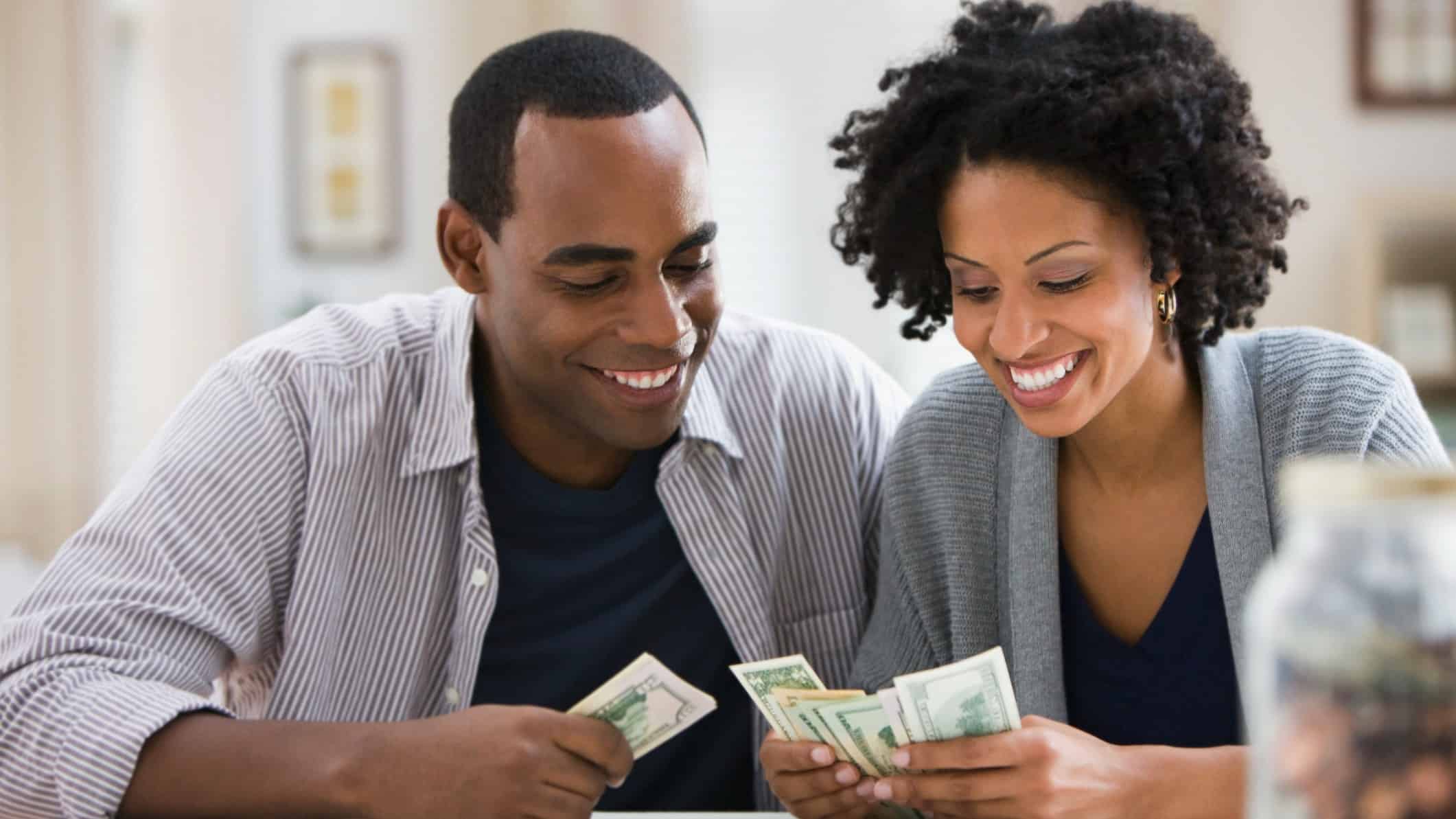Couple counting out money