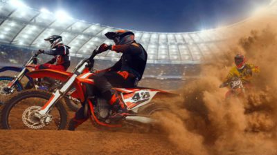 Motorcross rider leaves another in the dust
