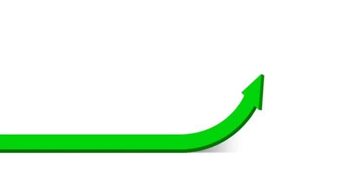 An arrow representing a bounce up.