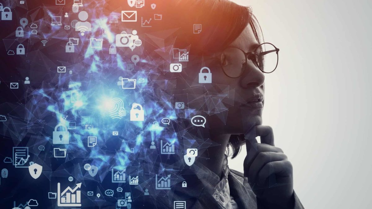 a woman thinking about security