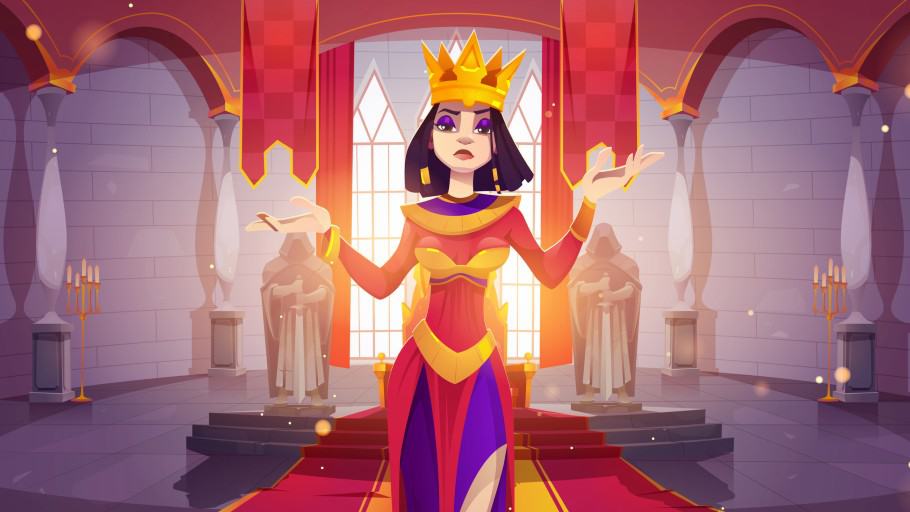 A metaverse character reigns supreme wearing a crown.