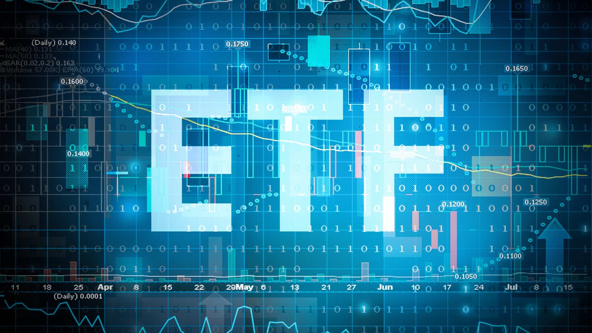 ETF written with a blue digital background.