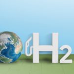 Hydrogen symbol with a globe.