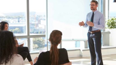 CEO of a company talking.