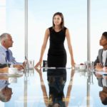 CEO of a company talking to her team.