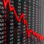 Red line going down on an ASX market chart, symbolising a falling share price.