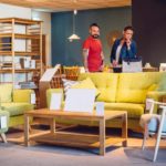 Couple furniture shopping.