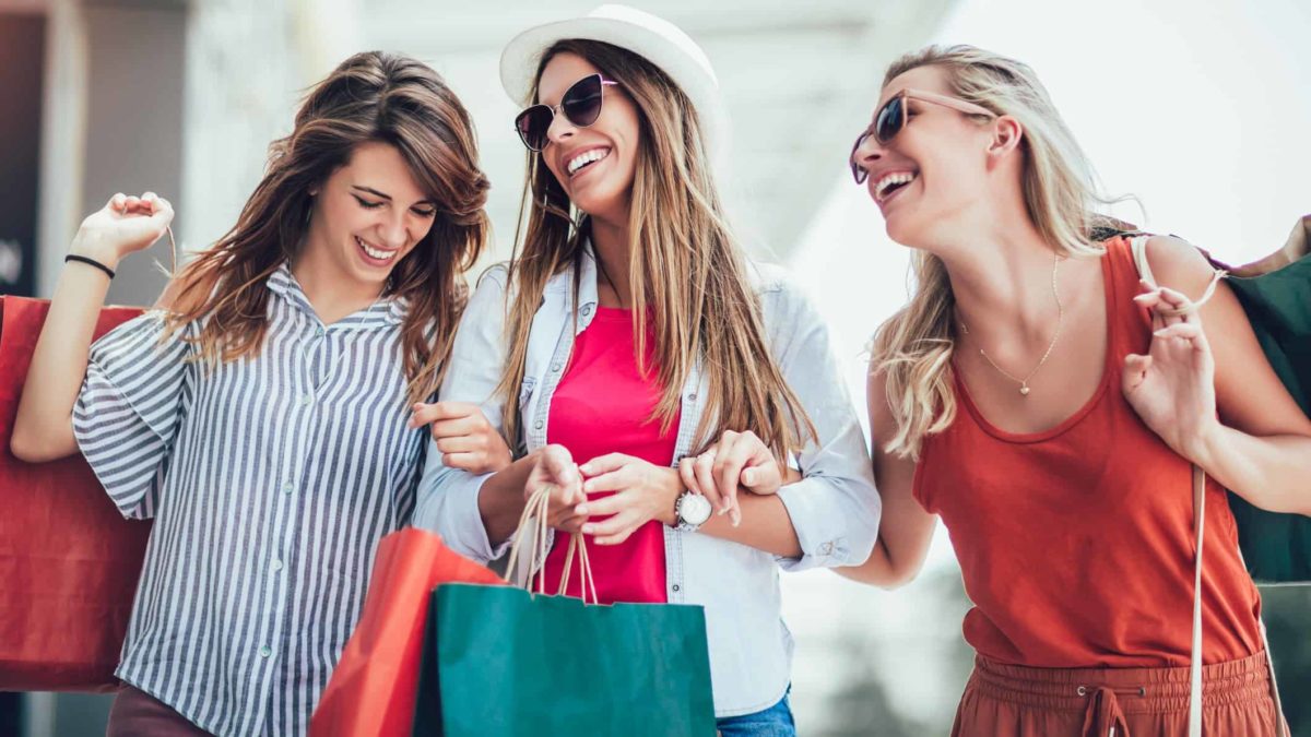 Three happy shoppers.