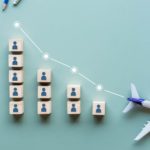 Falling plane share price represented by a declining line with a model plane at the end.