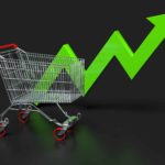 green arrow rising from within a trolley.