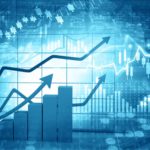 Rising arrows and a 3D chart indicating a rising share price.