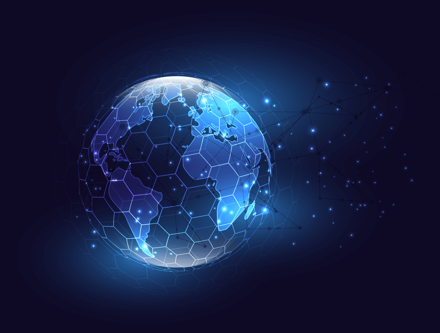 A blue globe outlined against a black background representing ASX tech shares to buy today