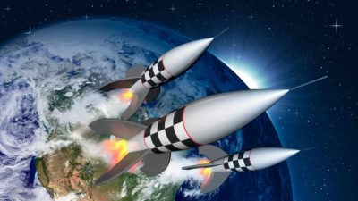 Three rockets heading to space