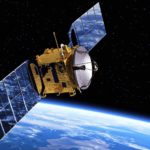 A picture of a satellite orbiting the earth.