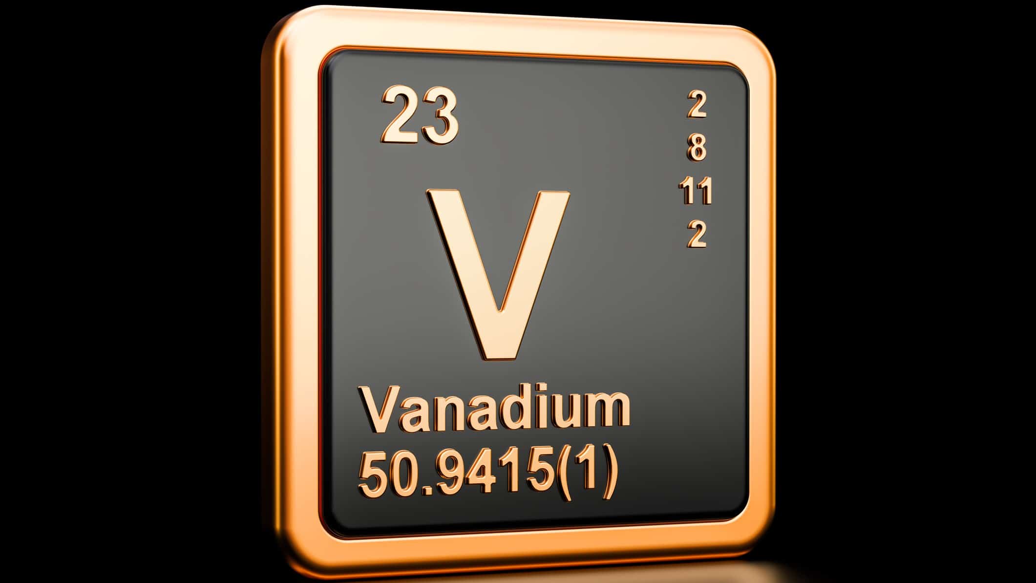 Vanadium square on a periodic table.