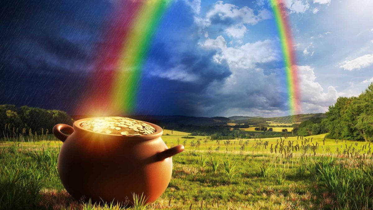 a pot of gold at the end of a rainbow