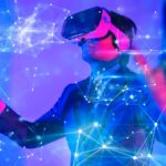 A player with tech goggles inside the metaverse