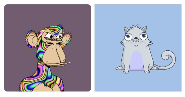 Bored Ape and CryptoKitty NFTs