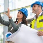 Workers planning together in a design team.