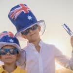 Two happy Australian boys celebrating Australia Day.