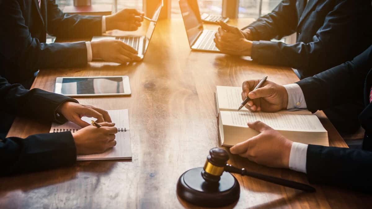 Lawyers providing legal advice to clients.