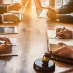 Lawyers providing legal advice to clients.
