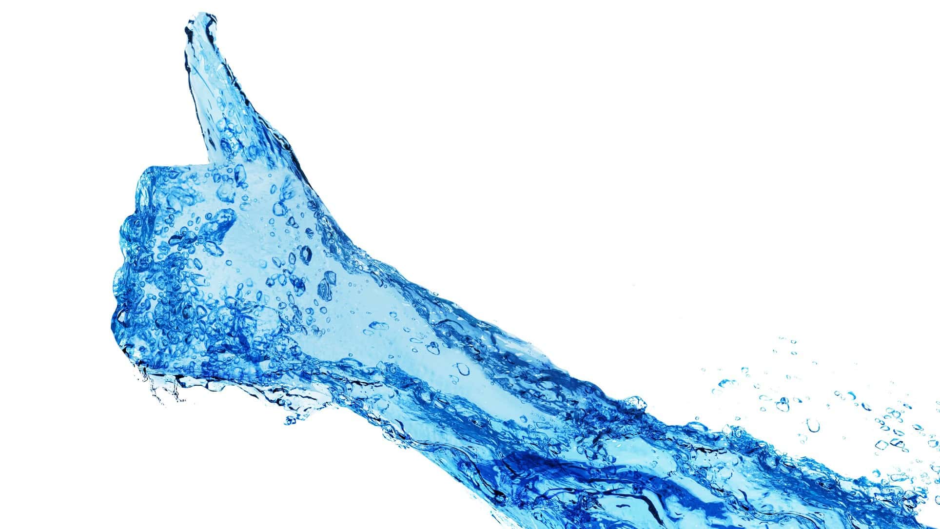 Arm made of water giving a thumbs up.