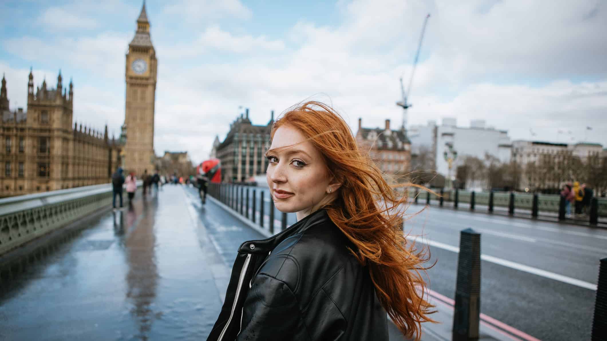 Woman walking in London.
