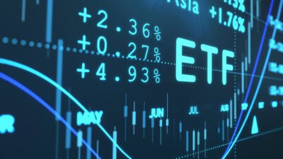 ETF written in light blue on a chart.