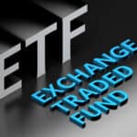 ETF in grey and exchange traded fund in blue.