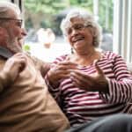 Happy elderly couple enjoying each other's company.
