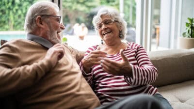 Happy elderly couple enjoying each other's company.
