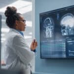 Doctor analysing x-rays.