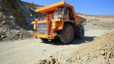 Mining vehicle at a mine site.