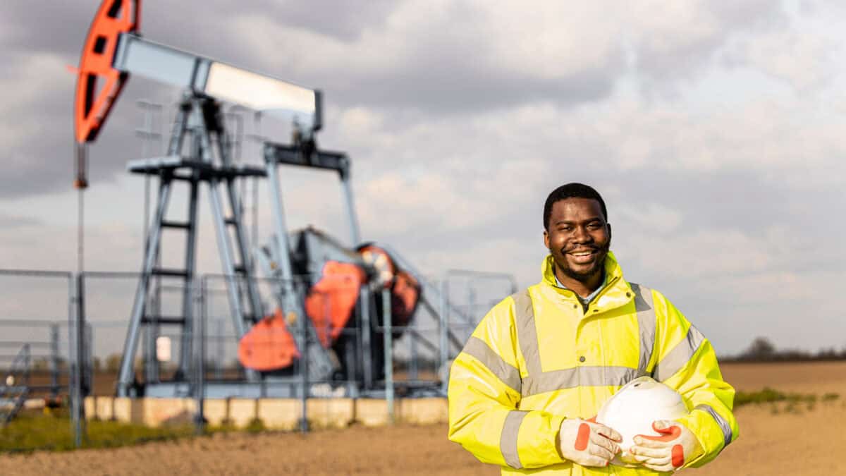 Oil industry worker in an oil field.