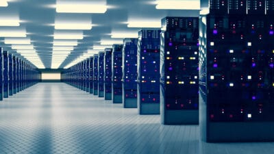 Server racks in a data centre.