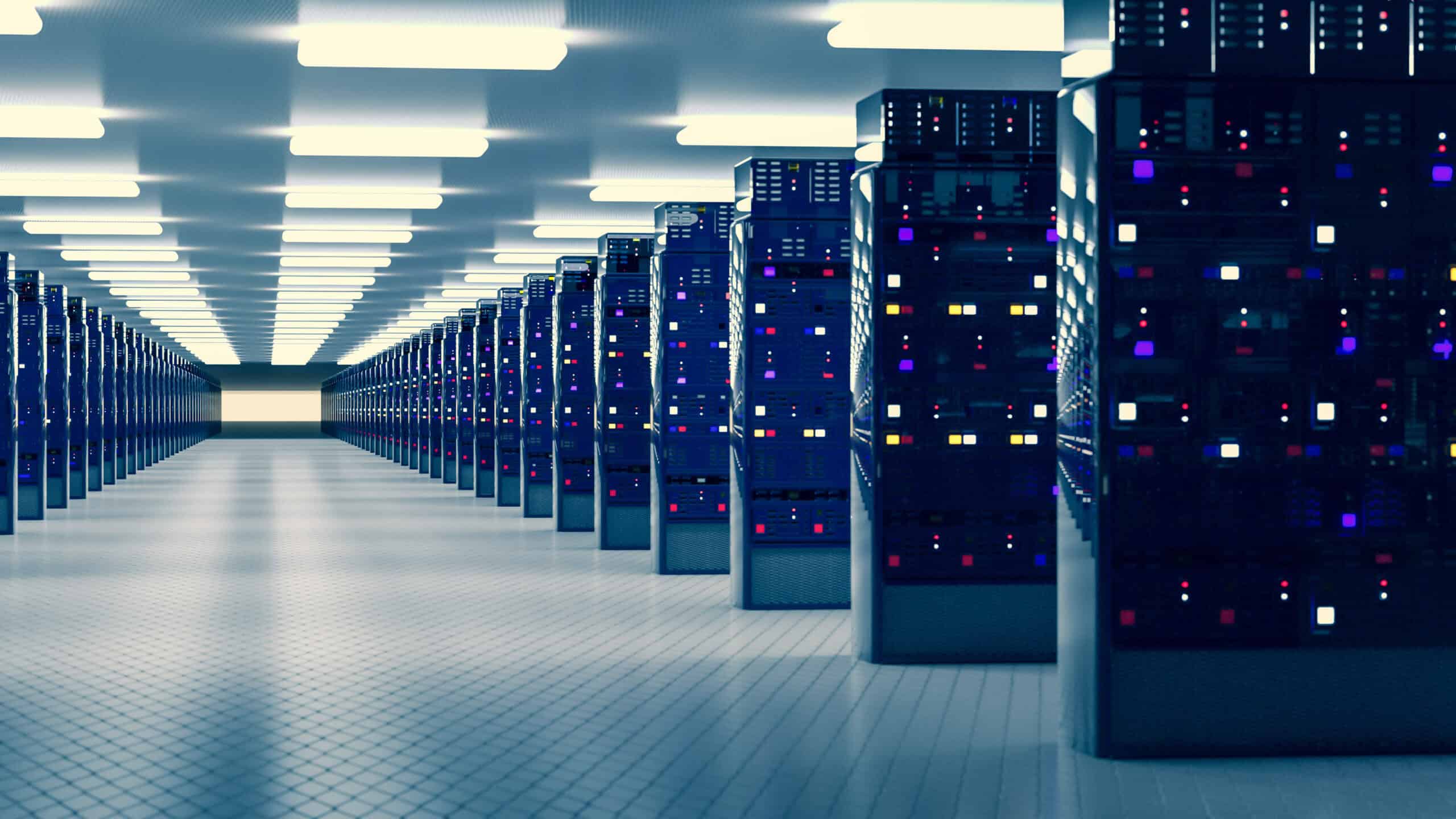 Server racks in a data centre.