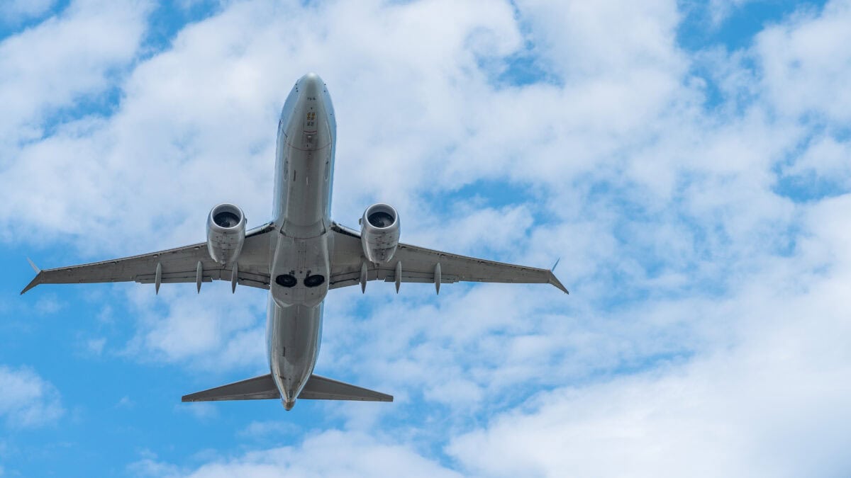 Airplane in the sky.