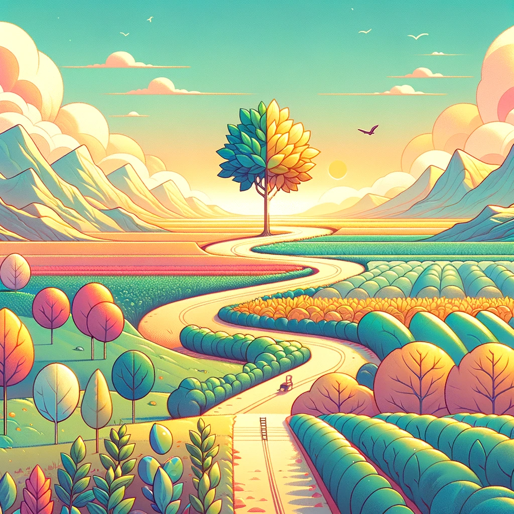 DALL·E 2024-01-31 22.07.01 - Recreate the minimalist journey map image for the module _What is Investing, Exactly__ using the illustrative style of gen_id D50HxtIt2Ke9wKJV. The de